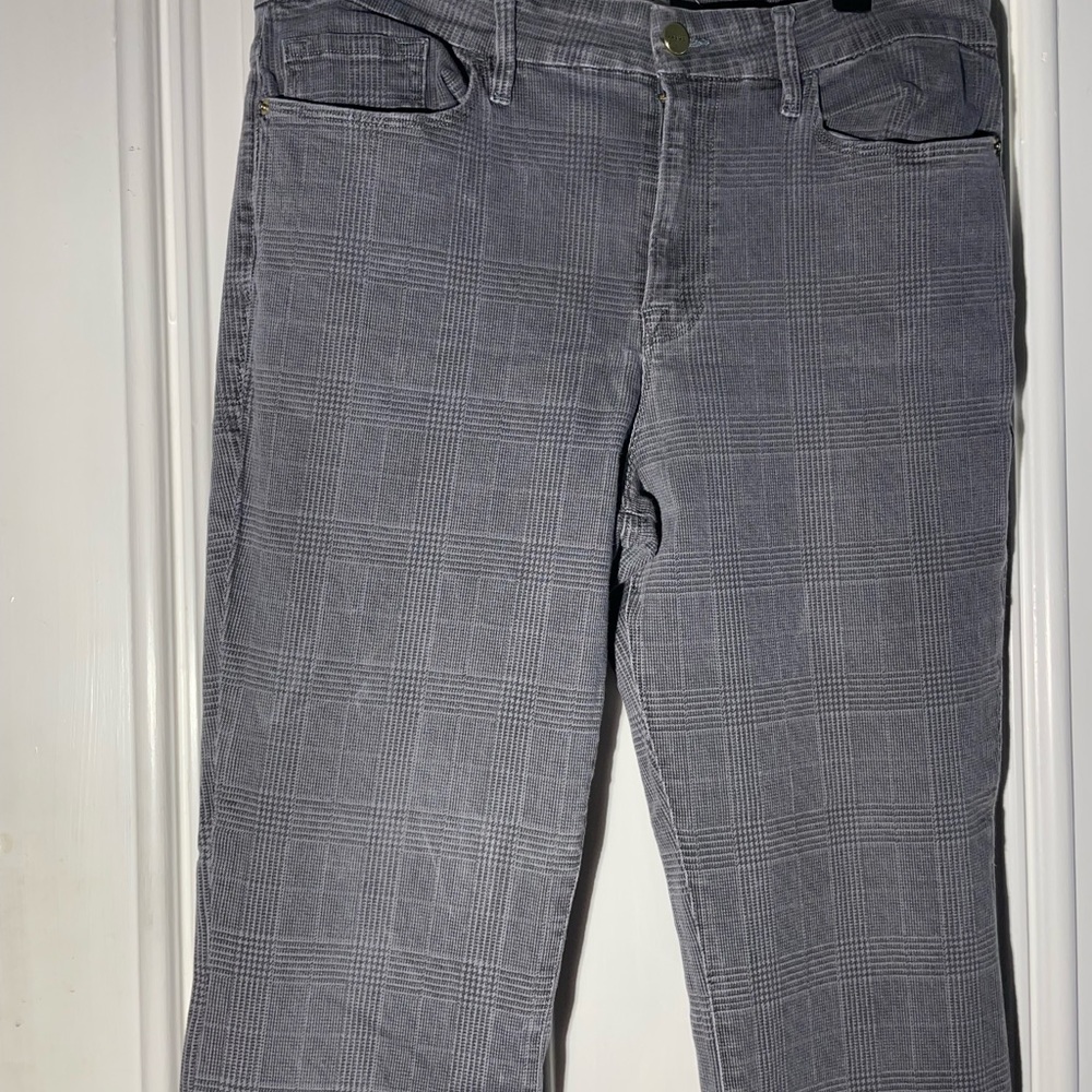 FRAME Le Crop Mini Boot checked mid-rise kick-flare jeans size 33 glen plaid - Picture 4 of 16